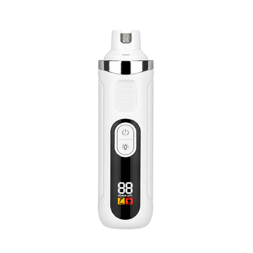 Roamy Tails LED nail grinder with battery display and splash-proof debris cup